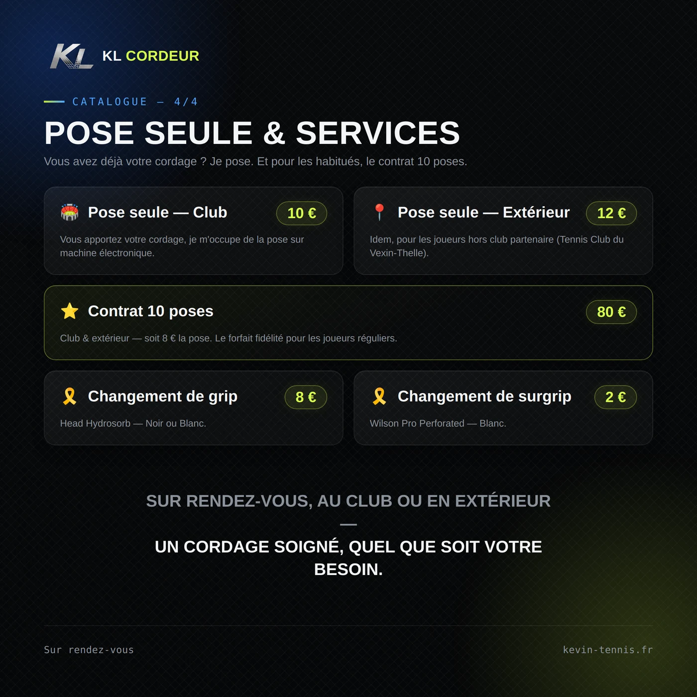 Catalogue KL Cordeur — page 5 : pose seule et services